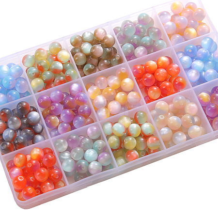 20Pcs Gradient Color Resin Beads PW-WGB0092-01-1