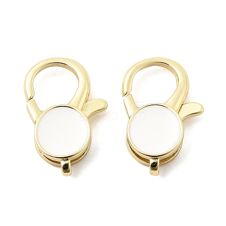 Flat Round Brass Enamel Lobster Claw Clasps KK-Z147-02G-01B-1
