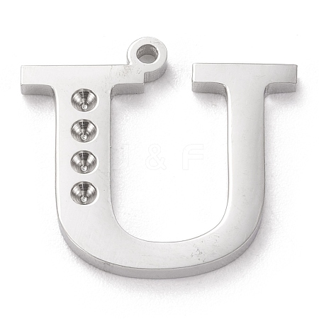 Tarnish Resistant 304 Stainless Steel Letter Pendant Rhinestone Settings LS-STAS-J028-01U-1