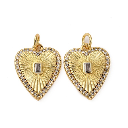 Brass Micro Pave Cubic Zirconia Pendants KK-P308-09G-1