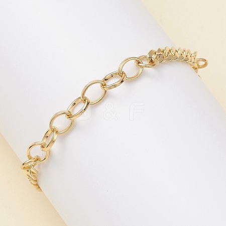 Brass Cuban Link Chains & Cable Chain Bracelets for Women BJEW-JB12755-1
