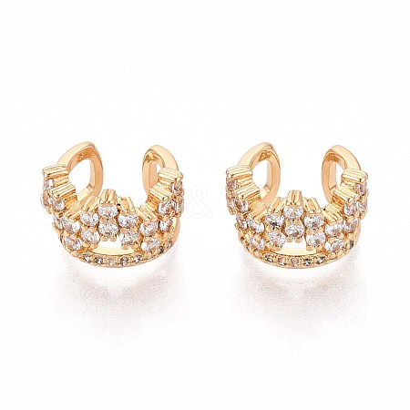 Brass Micro Pave Clear Cubic Zirconia Cuff Earrings EJEW-T047-62G-1