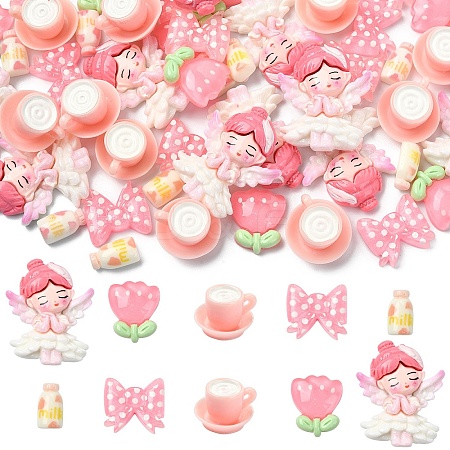 50Pcs 5 Styles Opaque Resin Cabochons CRES-YW0002-67-1