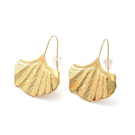 Ion Plating(IP) 304 Stainless Steel Ginkgo Leaf Dangle Earrings for Women EJEW-K243-03G-1