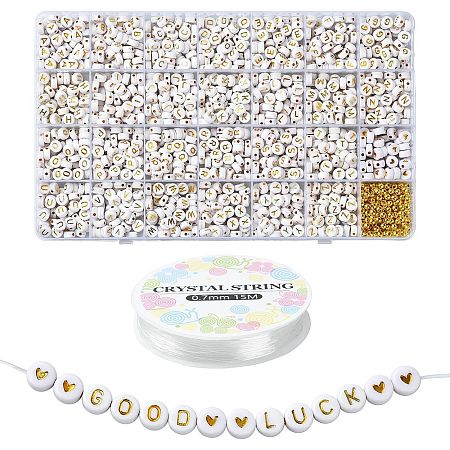 DIY Letter & Heart Acrylic & Plastic Stretch Bracelet Beaded Necklace Making Kit DIY-YW0008-42-1