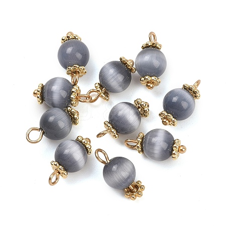 Cat Eye Round Charms KK-B157-35G-1