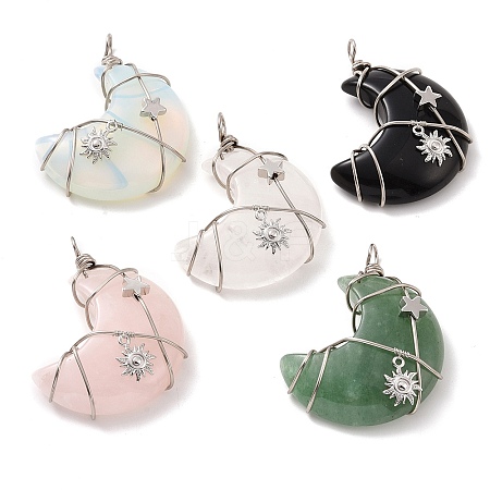 Natural Mixed Stone Pendants PALLOY-JF02107-1