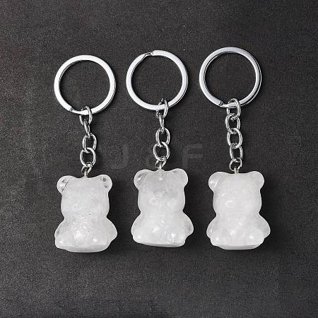 Natural Quartz Crystal Pendant Keychains KEYC-P011-02P-12-1