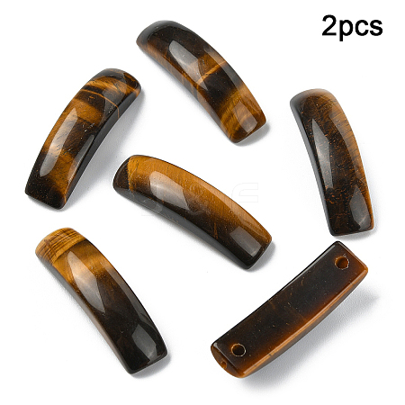 2Pcs Natural Tiger Eye Connector Charms G-YW0002-72A-1