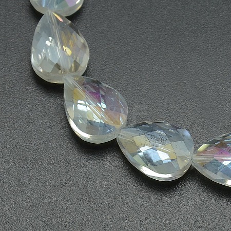 Electroplate Crystal Glass Teardrop Beads Strands EGLA-F066A-01-1