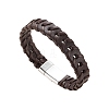 Leather Woven Flat Cord Bracelets PW-WG42872-02-2