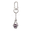 Stainless Steel Macrame Chain Pouch Round Natural Lapis Lazuli & Amethyst & Green Aventurine & Carnelian & Rose Quartz Holder Pendant Decorations HJEW-JM02050-02-4