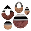 10Pcs 5 Style Resin & Walnut Wood Pendants RESI-LS0001-20-2