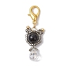 Natural Black Onyx & Glass Seed Beaded Cat Pendant Decoration HJEW-MZ00157-02-2