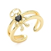 Brass Micro Pave Cubic Zirconia Cuff Rings RJEW-G364-03G-01-4