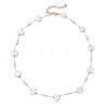 304 Stainless Steel & Natural White Shell Butterfly Cross Heart Link Chain Necklaces for Women NJEW-JN05808-5