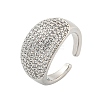Real Platinum Plated Brass Micro Pave Clear Cubic Zirconia Cuff Rings RJEW-L113-016P-03-1