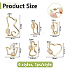 6Pcs 6 Styles Brass Micro Pave Clear Cubic Zirconia Screw Carabiner Lock Charms KK-DC0005-06-2
