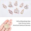  48Pcs 8 Style Brass Clear Cubic Zirconia Charms ZIRC-NB0001-87-6