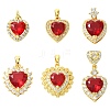 6Pcs 6 Styles Brass Pave Cubic Zirconia Pendants KK-CJ0003-85-1