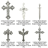 6Pcs 6 Styles Tibetan Style Alloy Cross Pendants FIND-FS0002-57-4