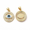 Rack Plating Real 18K Gold Plated Brass Micro Pave Clear Cubic Zirconia Pendants ZIRC-L102-07G-03-2