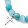 2Pcs Natural Howlite & Synthetic Turquoise Beads Stretch Bracelets BJEW-JB13286-4