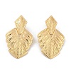 Leaf 304 Stainless Steel Dangle Stud Earrings EJEW-L287-076G-4