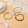 3Pcs 3 Style Natural Agate & Aquamarine & Celestite Beaded Stretch Bracelets Set BJEW-JB09118-2