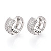 Brass Micro Pave Clear Cubic Zirconia Hoop Earrings EJEW-T048-48P-1