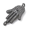 Rack Plating Brass Micro Pave Clear Cubic Zirconia Palm Connector Charms KK-A234-049B-2