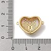 Brass Micro Pave Cubic Zirconia Heart Connector Charms KK-D431-062B-G-3