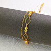 Vintage Beach Brass Rhombus Link Chain Double Layer Anklets for Women JU2009-2