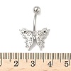 Brass Pave Clear Cubic Zirconia Curved Barbell Butterfly Belly Rings LS-AJEW-L099-01A-P-3