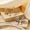 Bright Exquisite Brass Clear Cubic Zirconia Stud Earrings for Stylish and Chic Look SG9124-2-3