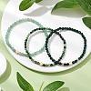 3Pcs Natural Ruby in Zoisite & Green Onyx Agate & Green Aventurine Beaded Stretch Bracelets for Women BJEW-JB11379-4