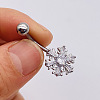 304 Stainless Steel Micro Pave Cubic Zirconia Belly Rings WGADED5-13-1