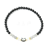2Pcs Natural Selenite & Labradorite & Black Tourmaline & Shell Beaded Stretch Bracelets BJEW-JB13830-4