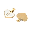 304 Stainless Steel Pave Natural White Shell Heart with Initial Slice Pendants STAS-R168-25G-R-2