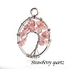 Stainless Steel Wired Natural Strawberry Quartz Pendants PW-WGF707B-04-1