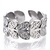 Non-Tarnish 304 Stainless Steel Leaf Cuff Rings RJEW-N038-110P-3