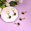 5Pcs Brass Micro Pave Clear & Green Cubic Zirconia Pendants ZIRC-SZ0003-22-6