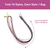 16 Bags 16 Style Metallic/Polyester/Organza/Yarn Cords Cords Hair Braiding String OHAR-KS0001-01-3