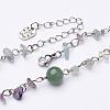 Natural Fluorite Chip Anklets AJEW-AN00177-02-2