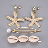 Iron Hair Clip and Stud Earrings Jewelry Sets SJEW-E331-08-1