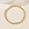 Horse Eye Brass Micro Pave Clear Cubic Zirconia Link Chain Bracelets for Women BJEW-C156-07B-G-2