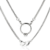 304 Stainless Steel Twisted Chain Necklaces with Double Heart Clasps NJEW-HS00012-1