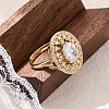 Brass Micro Pave Clear Cubic Zirconia Adjustable Rings for Women RJEW-C118-08G-2