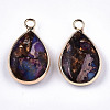 Teardrop Assembled Synthetic Bronzite and Regalite/Imperial Jasper Pendants G-N330-022-D03-2