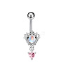316L Surgical Stainless Steel Pave Cubic Zirconia Curved Barbell Bell Rings WG68FB4-01-1